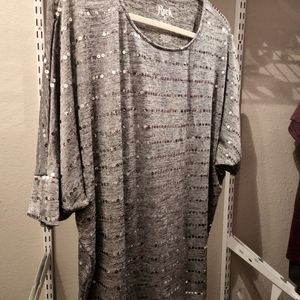 Rock 47 By Wrangler Silver Striped Sequin XL Top